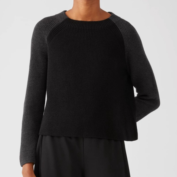Eileen Fisher Sweaters - SOLD 💟 Eileen Fisher Merino Rib Box-Top Knit Regenerative Wool Sweater Size XS